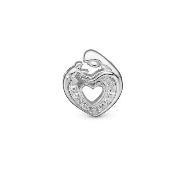 Christina Mother & Child Heart charm i sølv med zirkonia til læderarmbånd