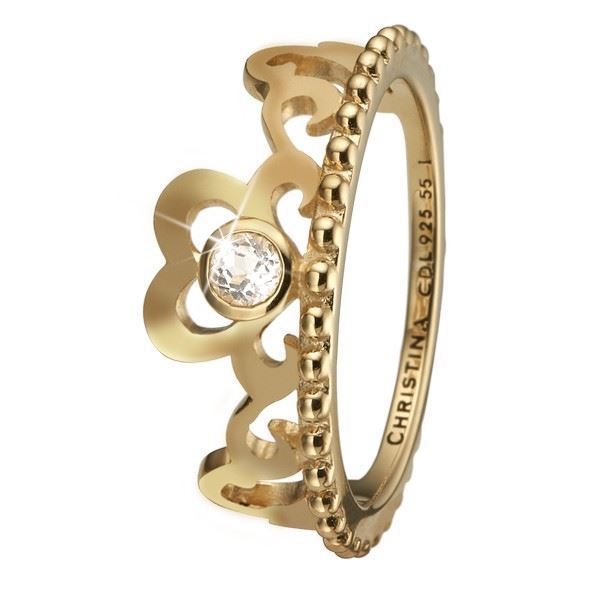 Christina Princess Hearts ring i forgyldt sølv