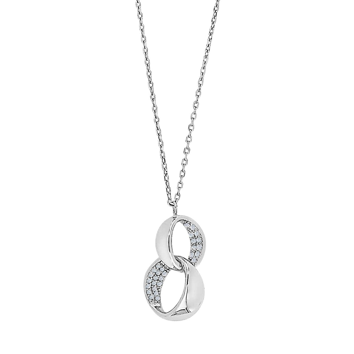 JoanliNor KETTINOR vedhæng i sterlingsølv med zirkonia-sten – feminint og diskret design på 30 x 12 mm