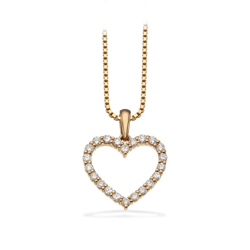 Scrouples Dazzling hjertevedhæng i 14 karat guld med sølvkæde og 0,25 ct. diamanter