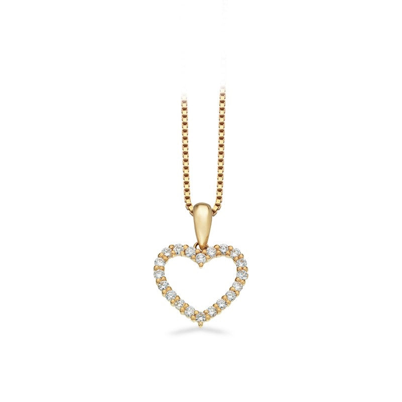 Scrouples Dazzling halskæde i 14 karat guld med åbent hjerte vedhæng og 0,25 ct diamanter