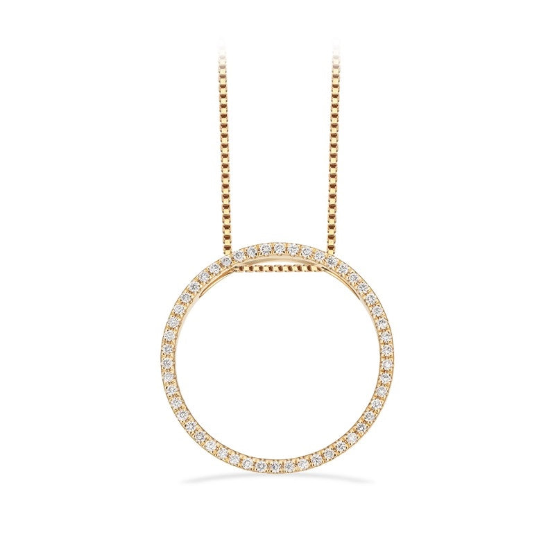 Scrouples Dazzling halskæde i 14 karat guld med åben cirkel-vedhæng og 0,14 carat diamanter