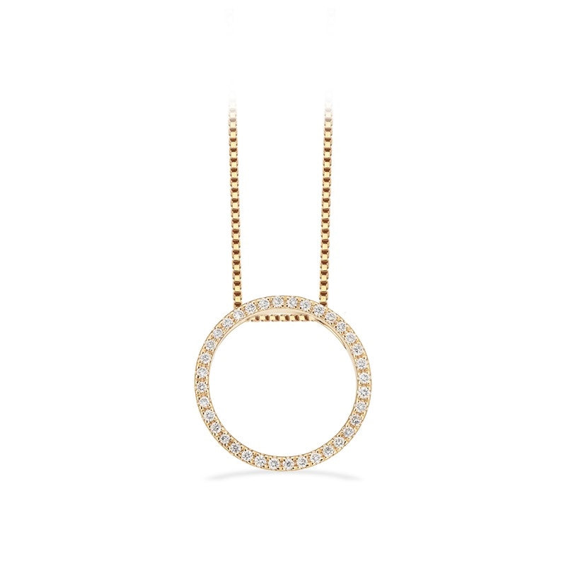 Scrouples Dazzling halskæde i 14 karat guld med rundt vedhæng besat med 0,14 carat diamanter