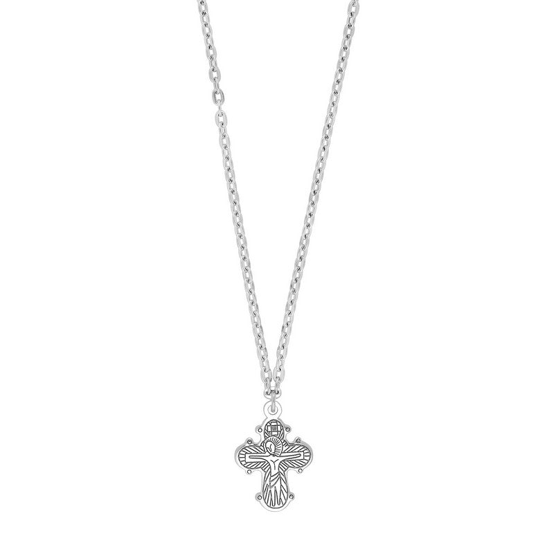 Siersbøl Dagmarkors halskæde i sterling sølv med graveret Jesus, 8x10 mm