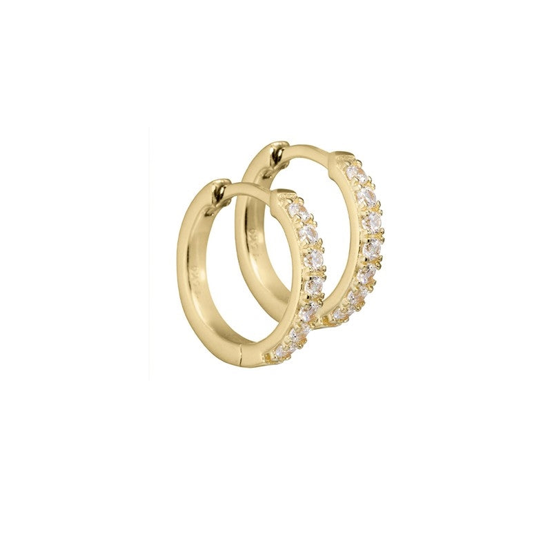Aqua Dulce Darling Hoop øreringe i 15 mm forgyldt sølv med klare zirkonia