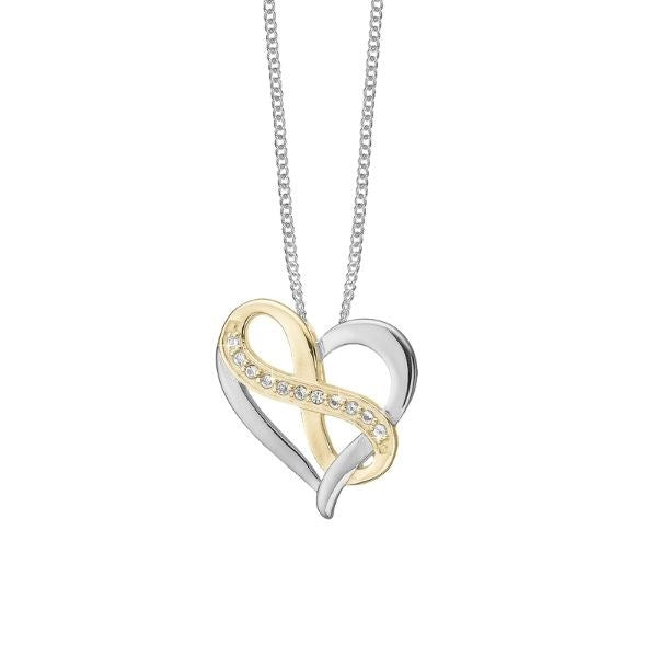 Christina Heart with Eternity vedhæng i bicolor sølv med topas