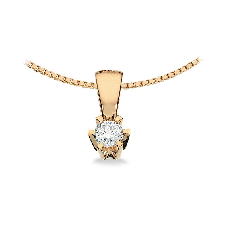 Scrouples prinsesse vedhæng i 14 kt. guld med diamant mod hvid baggrund