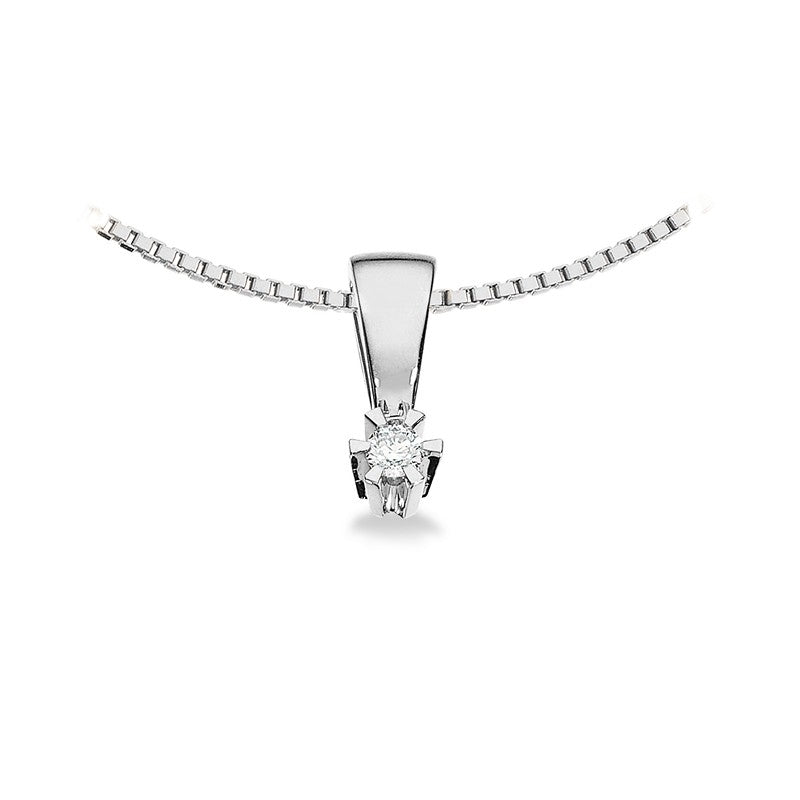 Scrouples prinsesse vedhæng i 14 karat hvidguld med diamant, set fra siden