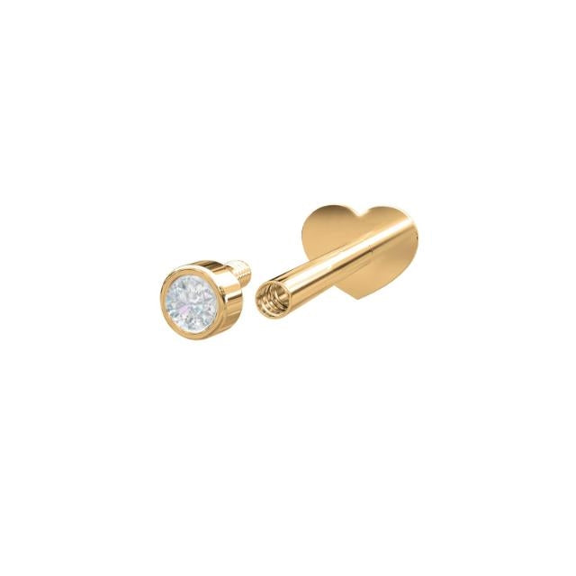 Nordahl Andersen labret piercing i 14 kt. guld med diamant – nærbillede af fatning