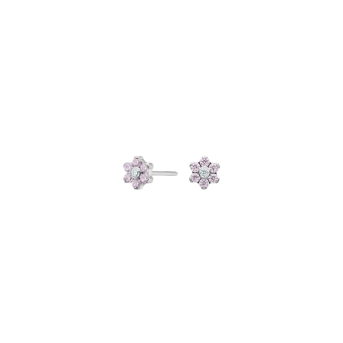 Nordahl Andersen blomsterøreringe i nikkelfri titanium med pink zirkonia – 4,5 mm