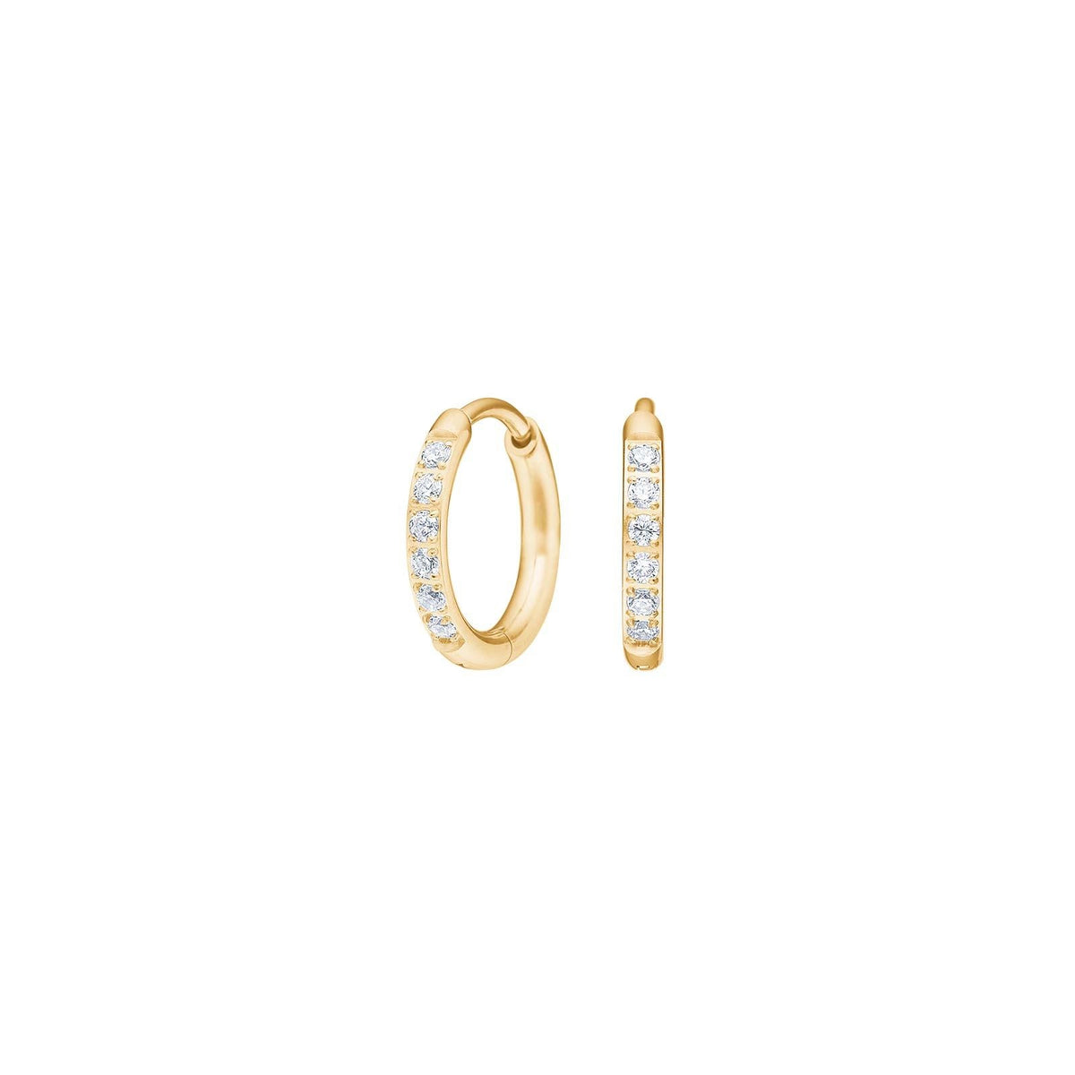 Nordahl Andersen hoops i forgyldt nikkelfri titanium med hvide zirkonia, 14 mm