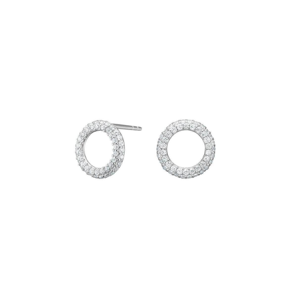 JoanliNor PaulaNor hoops i sølv med klare zirkonia – små 10 mm creoler til hverdag og fest