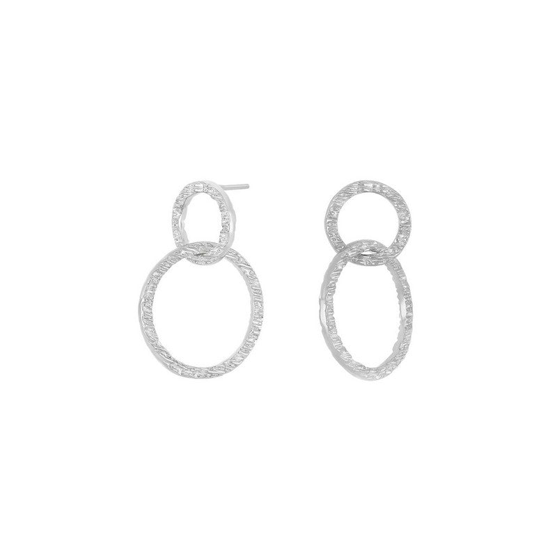 Nordahl Andersen LOOK52 ørehængere i 925 sterling sølv med dobbelt ringe og rhodineret finish