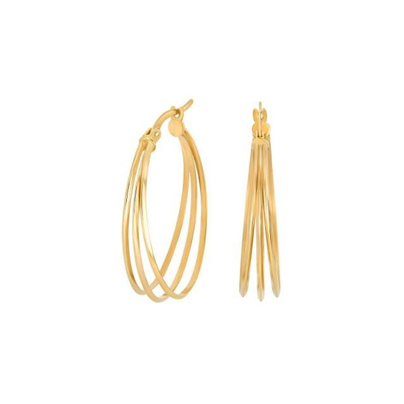 Siersbøl store creoler i 8 karat guld med tre strenge og 30 mm diameter