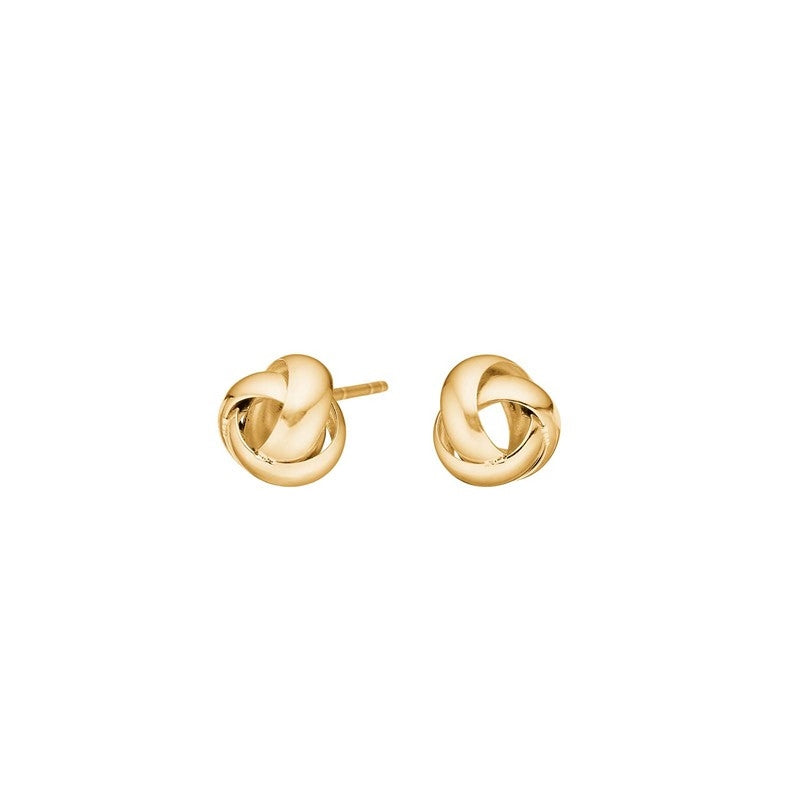 Siersbøl ørestikker i 8 karat guld med klassisk knudedesign af flettede, blankpolerede guldbånd
