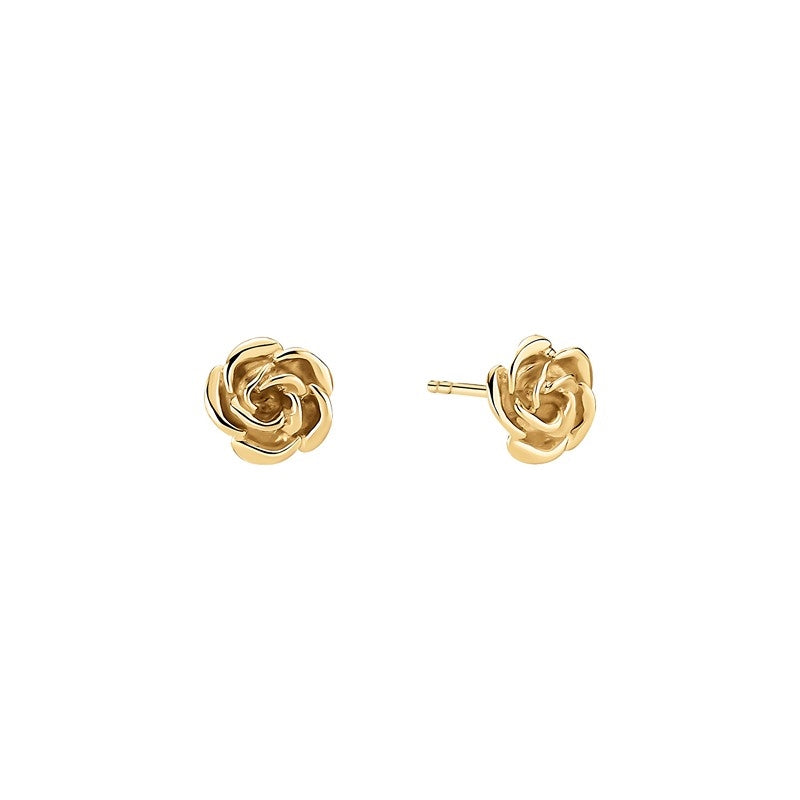 Lund Copenhagen rose øreringe i 8 kt guld med roset-detalje – feminine og elegante til hverdag