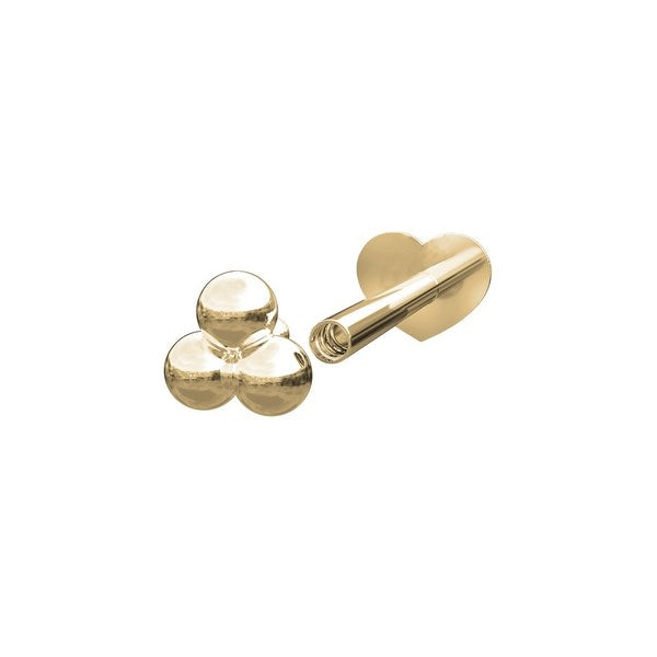 Nordahl Andersen labret piercing i 14 kt. guld med tre kugler – nærbillede af detalje
