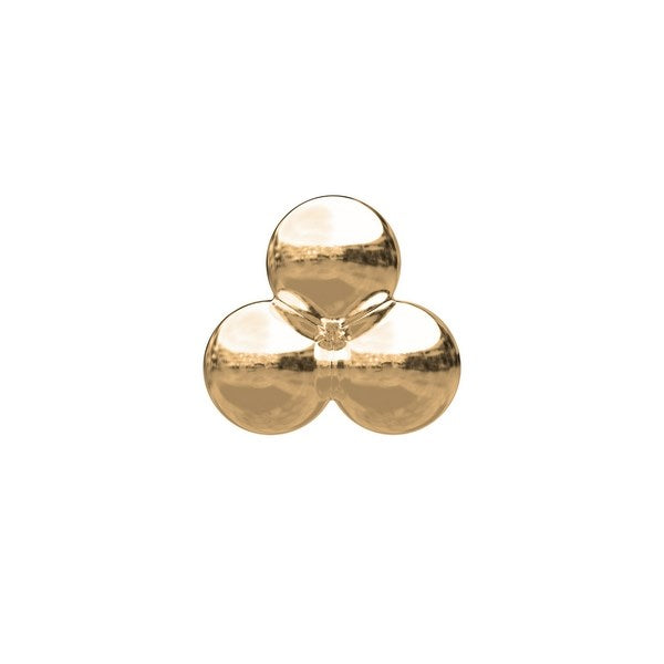 Nordahl Andersen labret piercing i 14 kt. guld med tre kugler, liggende på flade