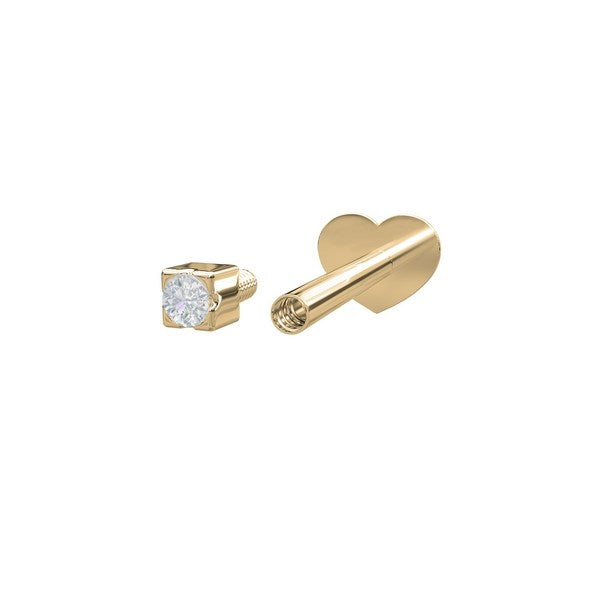 Nordahl Andersen labret piercing i 14 kt. guld med diamant – nærbillede af fatning