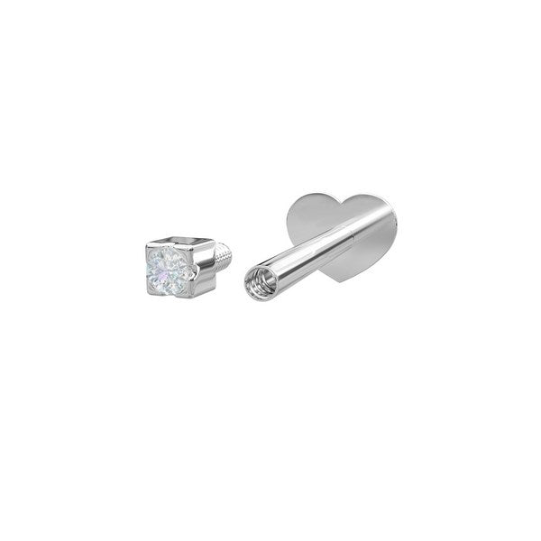 Nordahl Andersen labret-piercing i rhodineret sølv med zirkonia – set fra siden