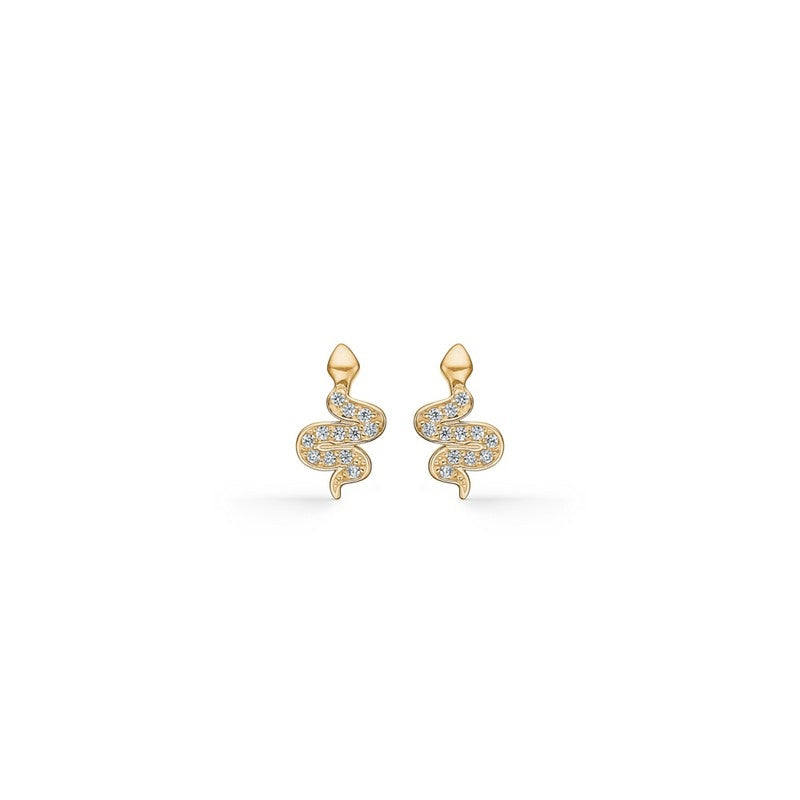 Mads Z Eden øreringe i 8 karat guld med klare zirkonia-sten i slangeinspireret design