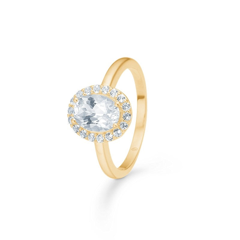 Mads Z Celestial by Medina ring i 8 karat guld med hvide topaser i rosetfatning