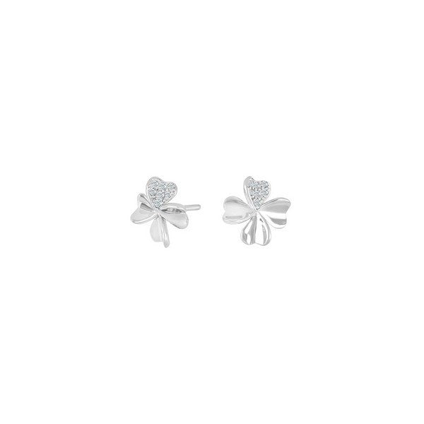JoanliNor ørestikker med firkløver i sølv – diskret design med blank finish, 8 mm