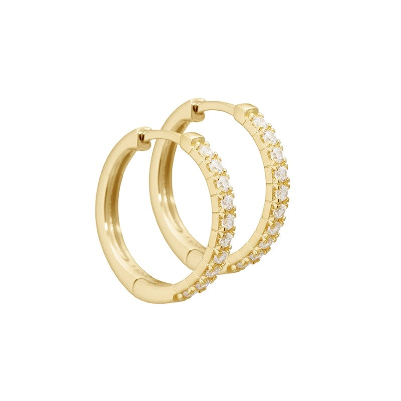 Aqua Dulce Darling Hoop creoler i forgyldt sølv med klare zirkonia – 20 mm