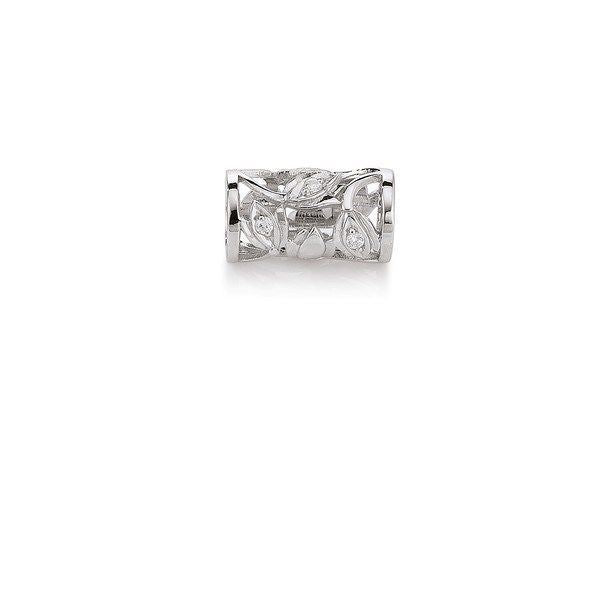 STORY by Kranz & Ziegler sølv charm Sparkling Rock med udskåret mønster og klare zirkonia-sten