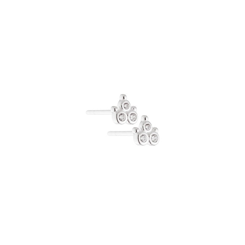 Aqua Dulce Clear Flower Earstuds i sterlingsølv med klare zirkonia i blomsterform
