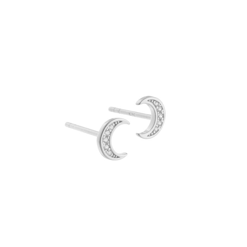 Aqua Dulce halvmåne ørestikker i sterlingsølv med klare zirkonia-sten, 6 mm