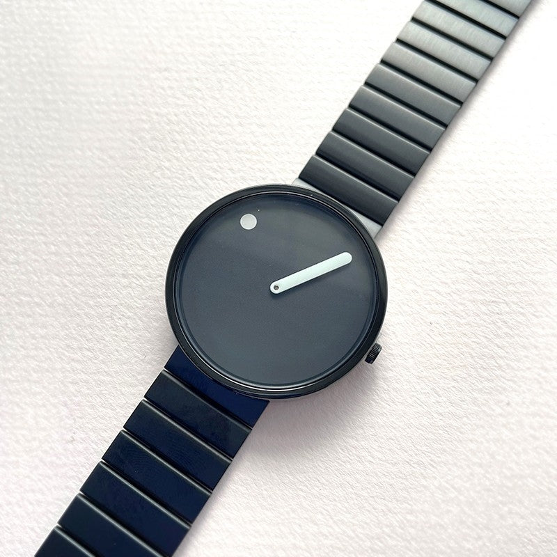 Picto Sort skive med steel bracelet i sort 40 mm