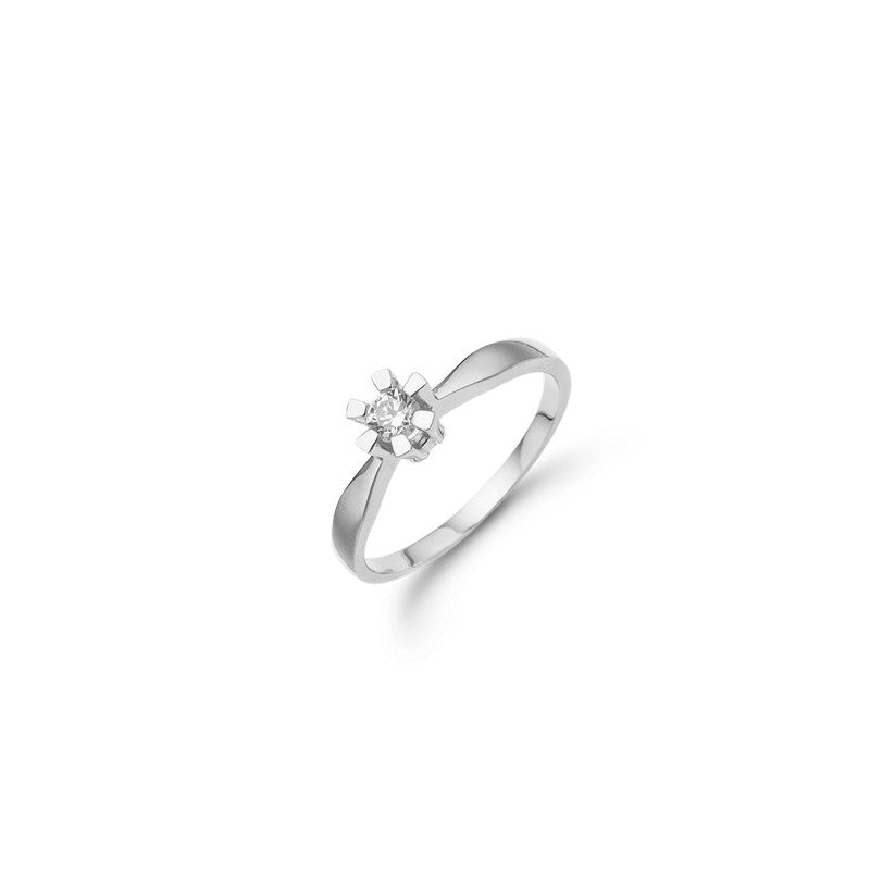 Aagaard eternity diamantring i 14 kt hvidguld med fire-grabber fatning – nærbillede af sten