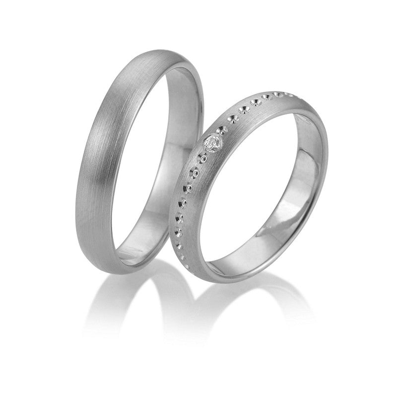 Breuning vielsesringe i 8-14 kt hvidguld m 0,025 ct