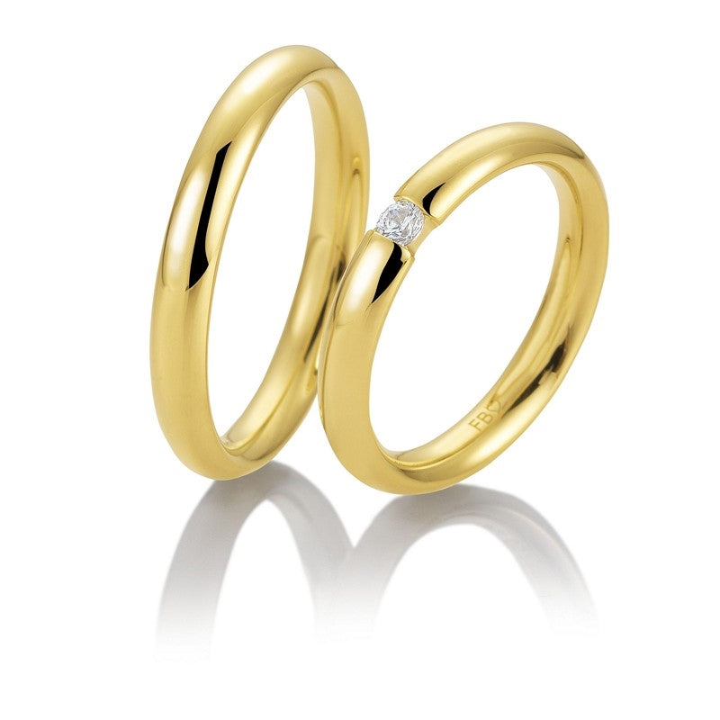 Breuning vielsesringe i 8-14 kt guld og 0,08ct