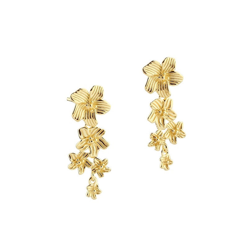 Aqua Dulce Jasmin Big Earstud – ørestikker i forgyldt sterlingsølv med blomsterdesign