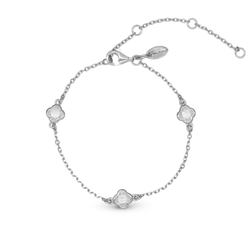Christina Glowing Clover armbånd i sølv med zirkonia