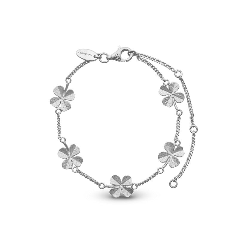 Christina Four Leaf Clover armbånd i sølv 9 mm