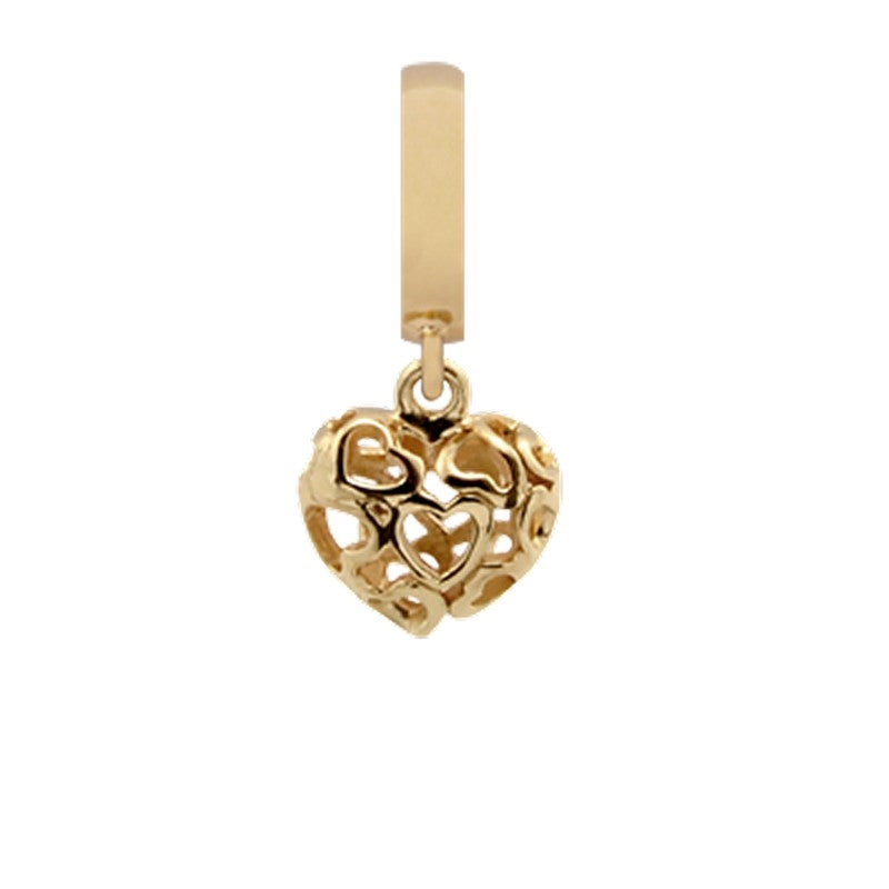 Christina Heart Beat Love charm i forgyldt sølv til læderarmbånd