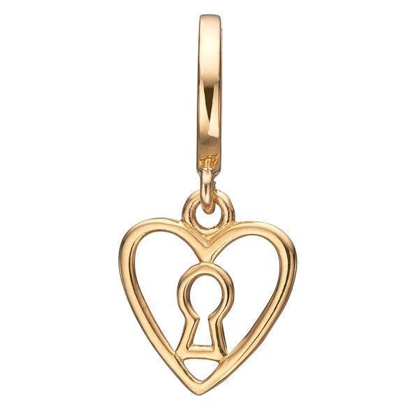 Christina Keyhole Love charm i forgyldt sølv til læderarmbånd