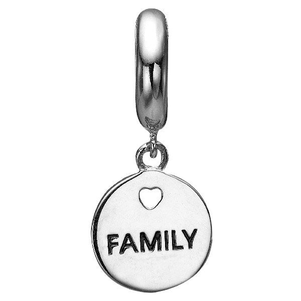Bagsiden af Christina Happy Family charm i sølv til læderarmbånd