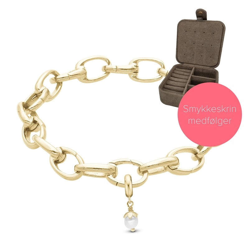 Christina Embrace Link armbånd med charm i forgyldt stål