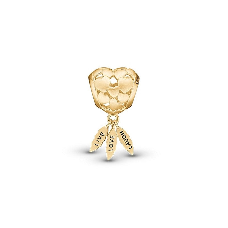 Christina Live Love Laugh charm i forgyldt sølv til sølvarmbånd
