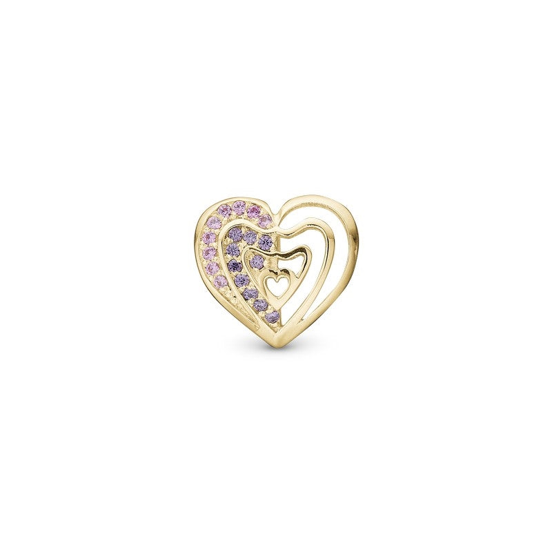 Christina Rainbow Kiss charm i forgyldt sølv med zirkonia til læderarmbånd