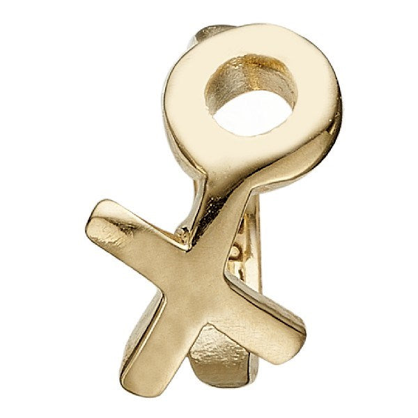 Christina Hugs & Kisses charm i forgyldt sølv til læderarmbånd