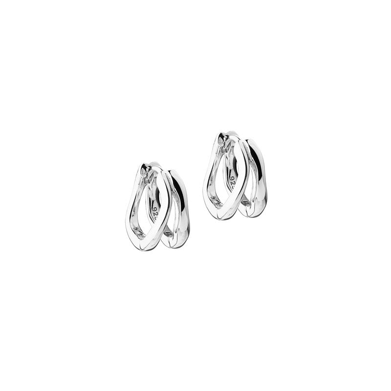 Aqua Dulce Sunella Simple Hoops – dobbelt hoop øreringe i sterlingsølv med blankpoleret finish, 12 mm