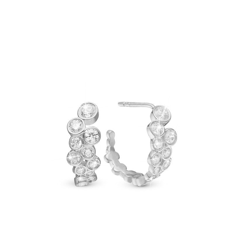 Christina Bubbles Hoops øreringe i sølv med zirkonia 17 mm