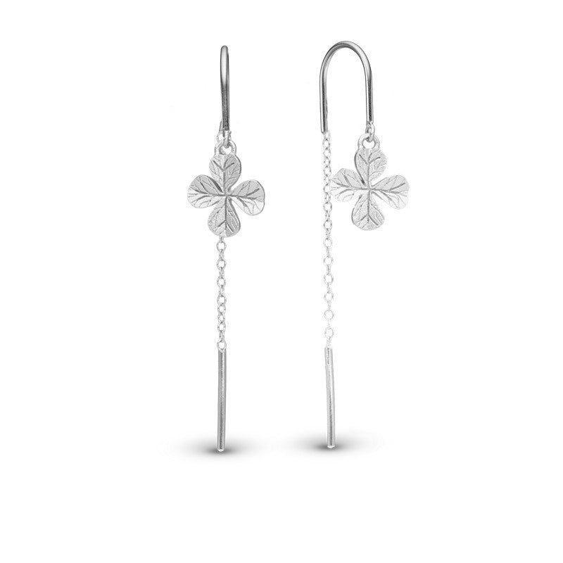 Christina Long Four Leaf Clover øreringe i sølv med ørekrog