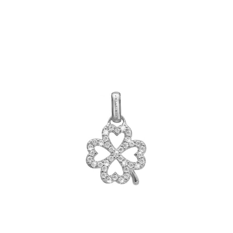 Christina Shimmery Clover vedhæng i sølv med zirkonia 14 mm