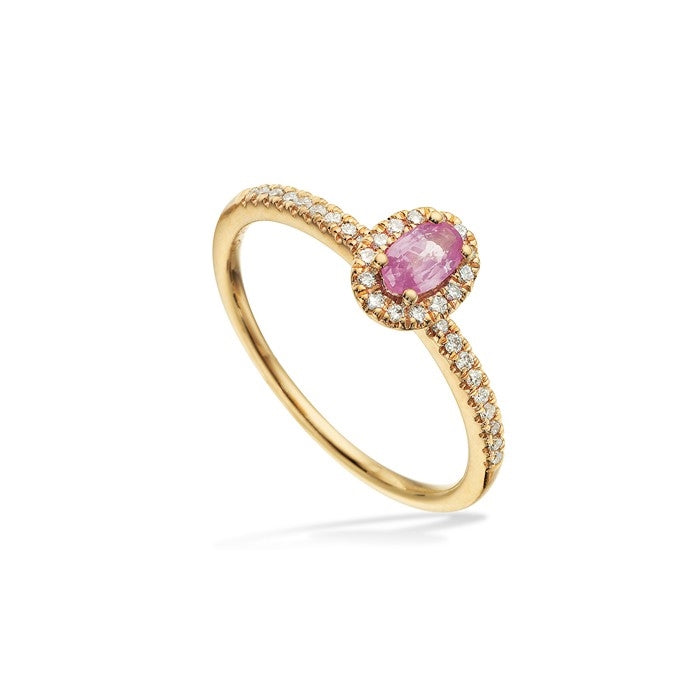 Scrouples ring i 14 karat guld med pink safir i prinsessesnit – tidløst og feminint design